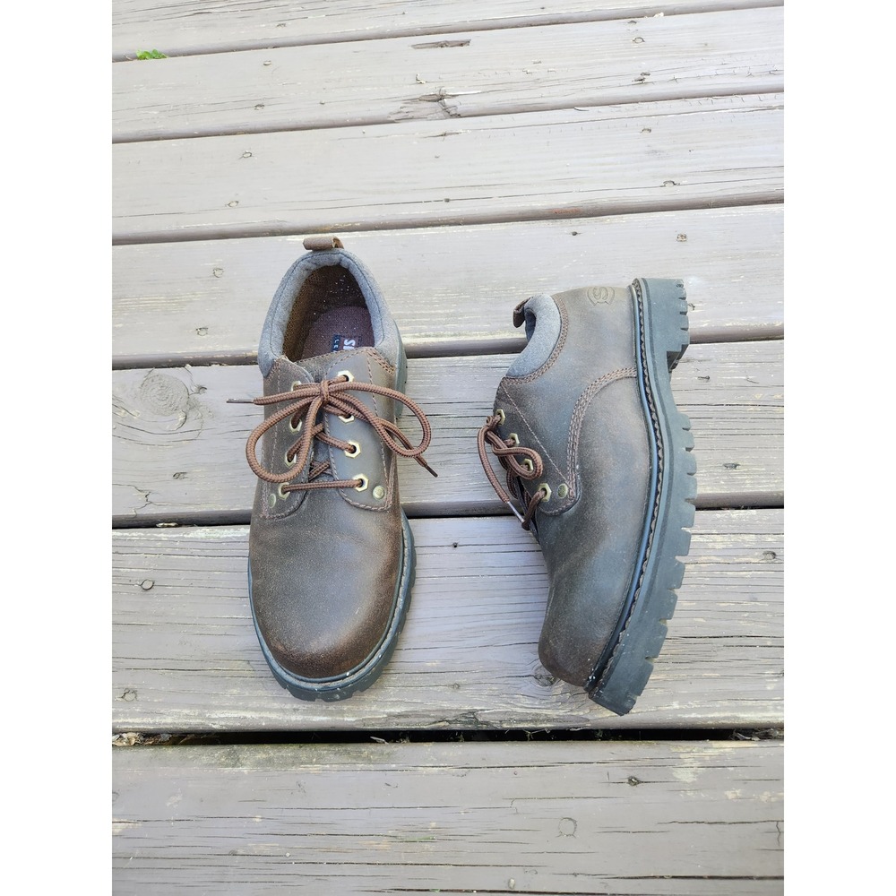 Vintage 90s Skechers Jammers Brown Leather Chunky Lug Sole Low Top Shoes Mens 9
